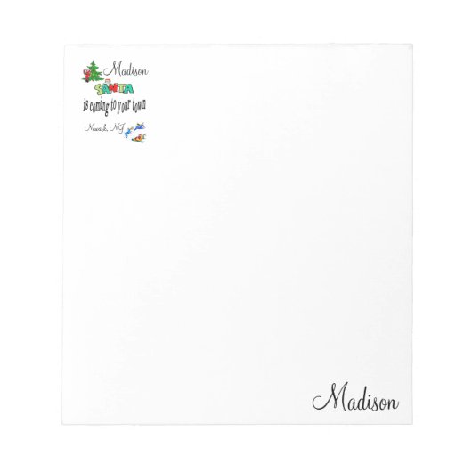 Weihnachts Notepad Santa kommt in die Stadt Notizblock (Vorderseite)