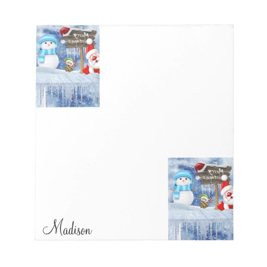 Weihnachts Notepad Santa Snowman Notizblock (Vorderseite)