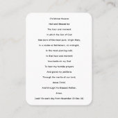 Weihnachts-Novena-Gebetskarte Visitenkarte (Rückseite)