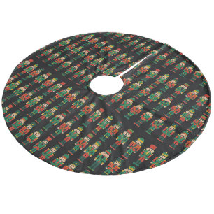 Weihnachts-Nussknacker auf Schwarz Fleece Weihnachtsbaumdecke