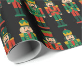 Weihnachts-Nussknacker auf Schwarz Geschenkpapier (Rolleneckpunkt)