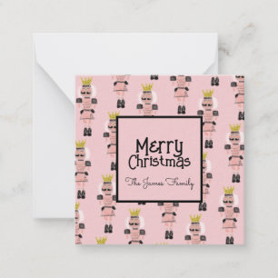 Weihnachts-Nussknacker Handgezeichneter Rosa Solda Mitteilungskarte
