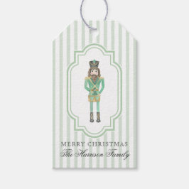 Weihnachts-Nussknacker in Preppy-Grün-Wasserfarbe Geschenkanhänger