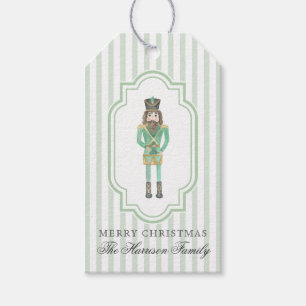 Weihnachts-Nussknacker in Preppy-Grün-Wasserfarbe Geschenkanhänger