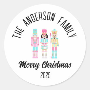 Weihnachts-Nussknacker-Pastell-Personalisierter Na Runder Aufkleber