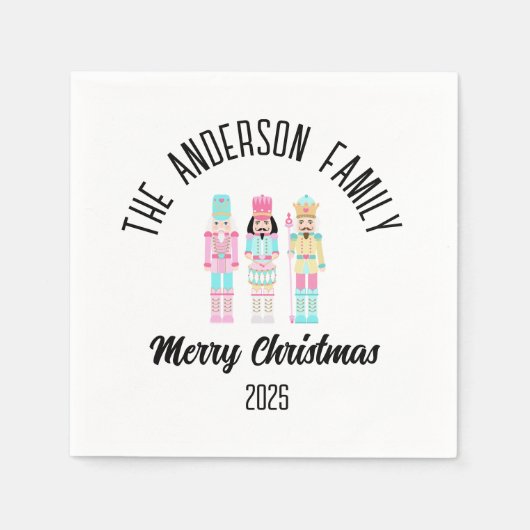 Weihnachts-Nussknacker-Pastell Personalisierter Na Serviette (Vorderseite)