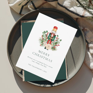 Weihnachts Nussknacker Rote Beeren Elegant Feiertagskarte