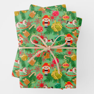 Weihnachts Nussknacker Spielzeugsoldaten Schaukelp Geschenkpapier Set