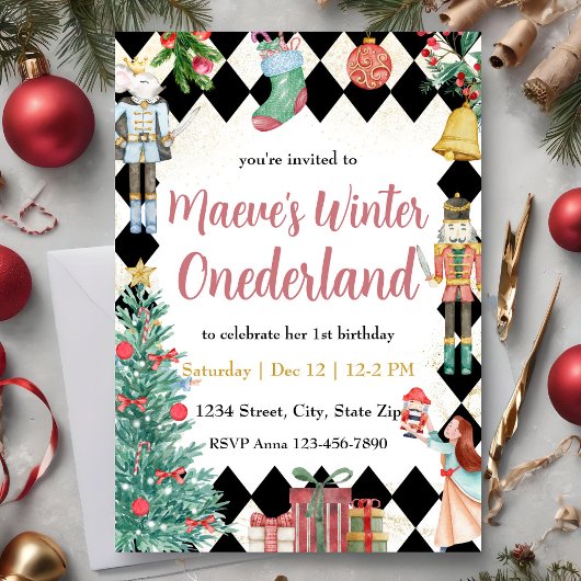 Weihnachts-Nussknacker-Winter-Onederland Einladung