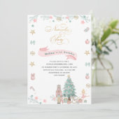 Weihnachts-Nutcracker Ballet Rosa Aquarellbaby Einladung (Stehend Vorderseite)