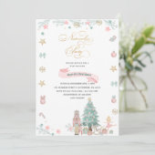 Weihnachts-Nutcracker Ballet Rosa Aquarellbaby Einladung (Stehend Vorderseite)