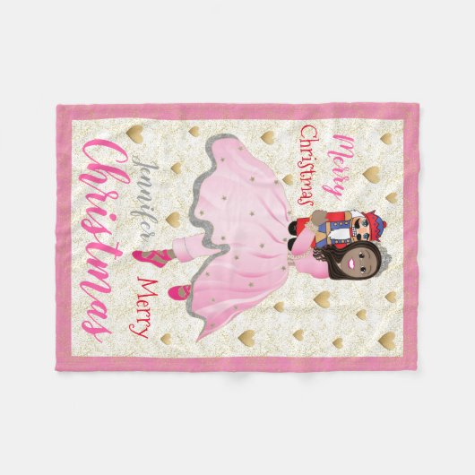 Weihnachts Nutcracker Ballett Pink Fleece Blanket  (Vorderseite (Horizontal))