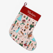 Weihnachts-Nutcracker-Ballett-Rosa Großer Weihnachtsstrumpf (Vorderansicht (hängend))