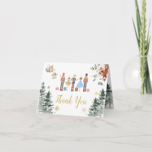 Weihnachts-Nutcracker-Brautparty-Tee geklappt Dankeskarte (Vorderseite)