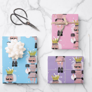 Weihnachts-Nutcracker-Figuren Hand gezeichnet Mult Geschenkpapier Set