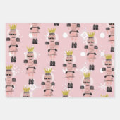 Weihnachts-Nutcracker-Figuren Hand gezeichnet Rosa Geschenkpapier Set (Vorderseite 3)