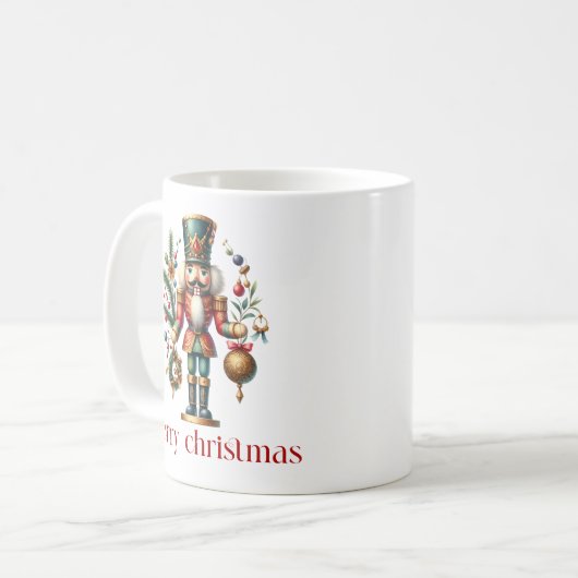 Weihnachts-Nutcracker Frohen Weihnachtstext Kaffeetasse (Vorderseite Links)