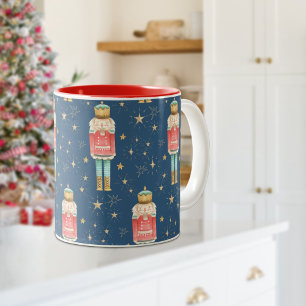 Weihnachts-Nutcracker Gold Starry Night Blue Zweifarbige Tasse