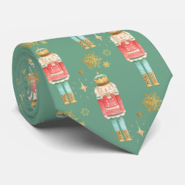 Weihnachts-Nutcracker Golden Snowflakes Green Krawatte