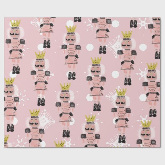 Weihnachts-Nutcracker Hand gezeichnet Rosa Soldat Geschenkpapier (Flach)