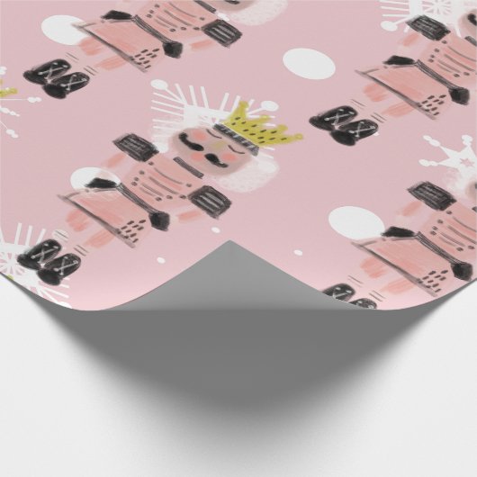Weihnachts-Nutcracker Hand gezeichnet Rosa Soldat Geschenkpapier (Ecke)
