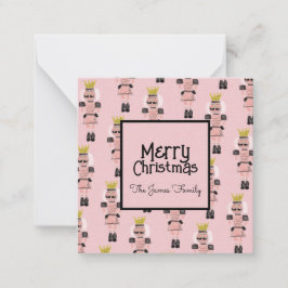 Weihnachts-Nutcracker Hand gezeichnet Rosa Soldat Mitteilungskarte