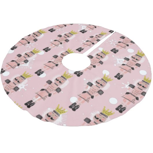 Weihnachts-Nutcracker Hand gezeichnet Rosa Soldat Polyester Weihnachtsbaumdecke (Schrägansicht)