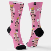 Weihnachts-Nutcracker Hand gezeichnet Rosa Soldat Socken (Gewinkelt)