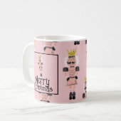 Weihnachts-Nutcracker Handgezeichnet Pink Soldier Kaffeetasse (Vorderseite Links)