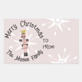 Weihnachts-Nutcracker Handgezeichnet Pink Soldier Rechteckiger Aufkleber (Vorderseite)