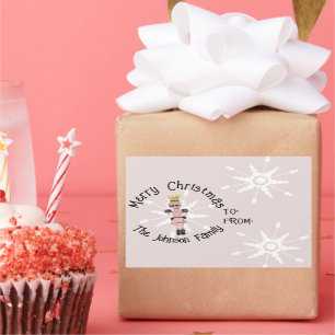 Weihnachts-Nutcracker Handgezeichnet Pink Soldier  Rechteckiger Aufkleber