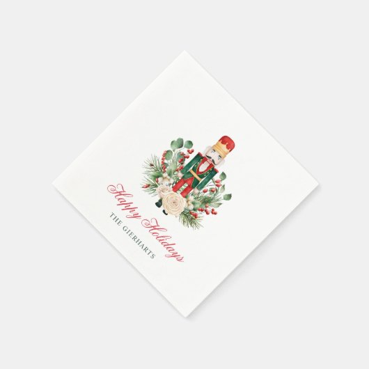 Weihnachts Nutcracker Happy Holidays Paper Serviette (Ecke)