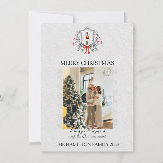 Weihnachts-Nutcracker-Holdrahmen mit Foto Feiertagskarte (Vorderseite)