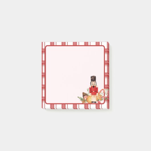 Weihnachts Nutcracker Holiday Red Kariert Post-it Klebezettel (Vorderseite)