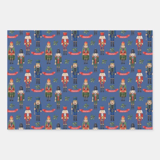 Weihnachts Nutcracker Holly Festive Patterns Geschenkpapier Set (Vorderseite)