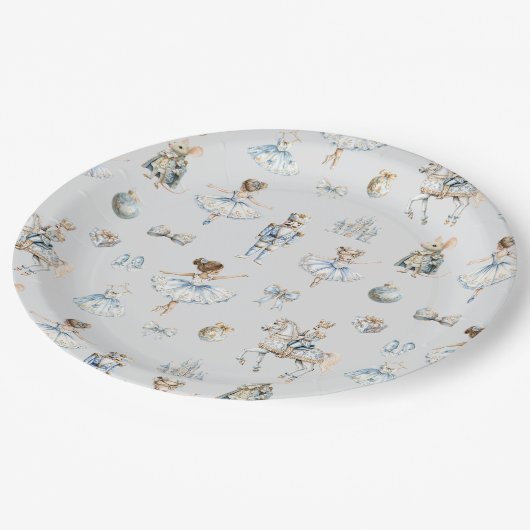 Weihnachts-Nutcracker-Muster Wasserfarbe Pappteller (Schrägansicht)