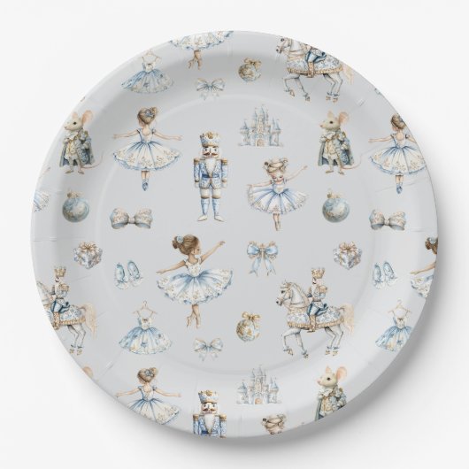 Weihnachts-Nutcracker-Muster Wasserfarbe Pappteller (Vorderseite)