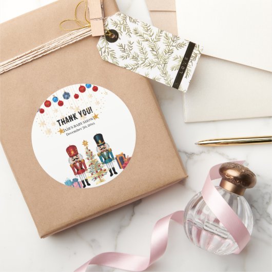 Weihnachts-Nutcracker Ornaments Baby Shower Runder Aufkleber (Schenken)