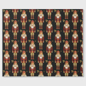 Weihnachts Nutcracker Red Gold & Black Geschenkpapier (Flach)
