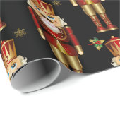 Weihnachts Nutcracker Red Gold & Black Geschenkpapier (Rolleneckpunkt)