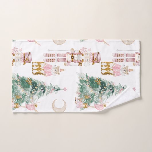 Weihnachts-Nutcracker-Rosa-Winterwunderland Badhandtuch Set (Handtuch)