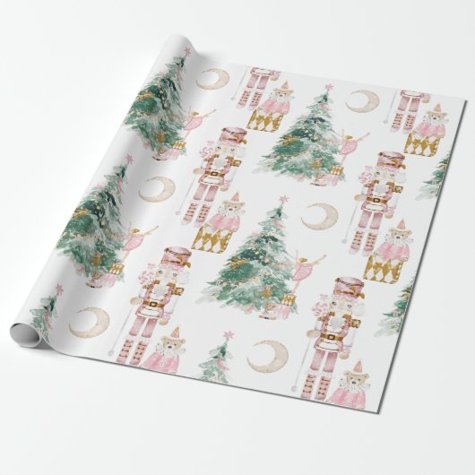 Weihnachts-Nutcracker-Rosa-Winterwunderland Geschenkpapier (Ungerollt)