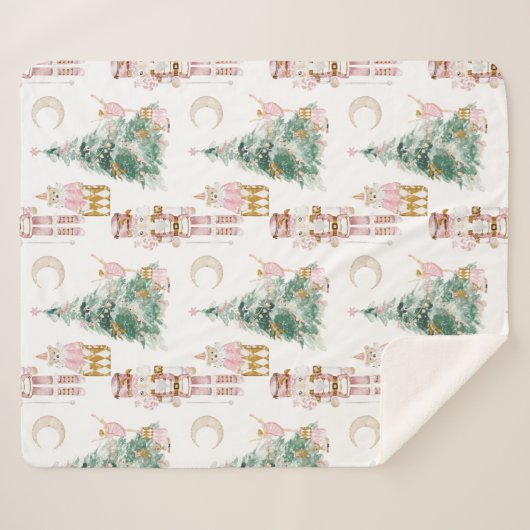 Weihnachts-Nutcracker-Rosa-Winterwunderland Sherpadecke (Vorderseite (Horizontal))