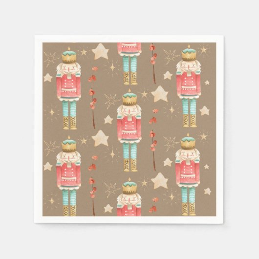 Weihnachts-Nutcracker Rustic Kraft-Cocktail Serviette (Vorderseite)