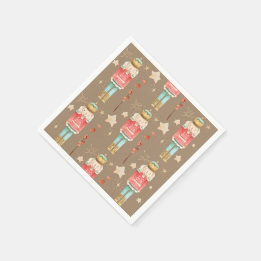Weihnachts-Nutcracker Rustic Kraft-Cocktail Serviette (Ecke)