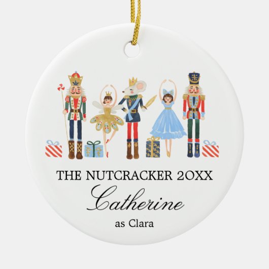 Weihnachts-Nutcracker Soldier Clara Balletttänzer Keramik Ornament (Vorne)