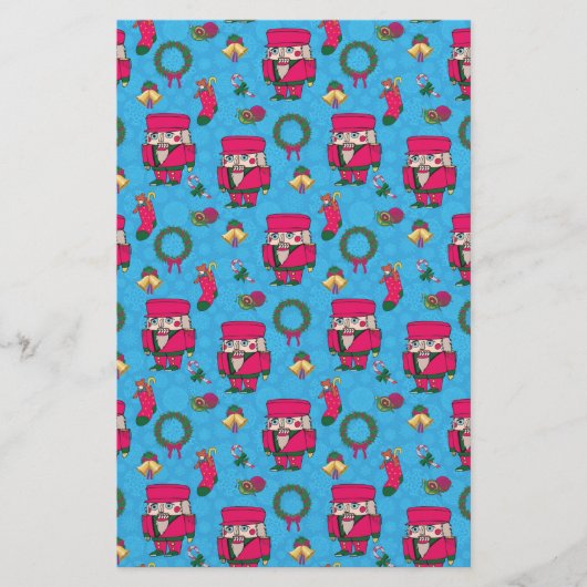 Weihnachts-Nutcracker-Spielzeug, Blaues Schneefloc Briefpapier (Vorderseite)