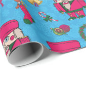 Weihnachts-Nutcracker-Spielzeug, Blaues Schneefloc Geschenkpapier (Rolleneckpunkt)