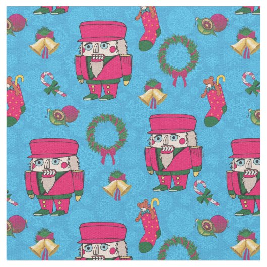 Weihnachts-Nutcracker-Spielzeug, Blaues Schneefloc Stoff (Nahaufnahme)