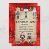 Weihnachts-Nutcracker-Spielzeugsoldaten auf Shiny  Einladung (Vorne/Hinten)